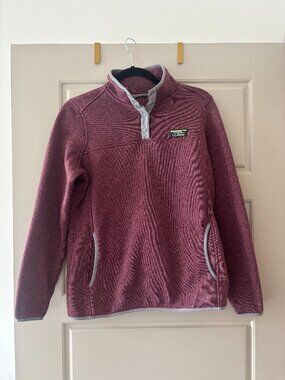 L.L. Bean Women's Plum Fleece Pullover with Gray Trim